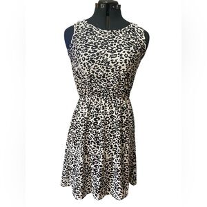 DeFacto Women’s Sleeveless Fit‎ & Flare Black and White Animal Print NWT Dress S